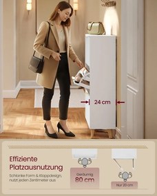 Sapateira 24 x 80 x 123 cm Armário para sapatos Coleção MAXE com 3 portas em branco