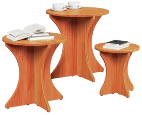 Conjunto de Mesas de Café 3 pcs Castanho-mel 46 x 46 x 47 cm