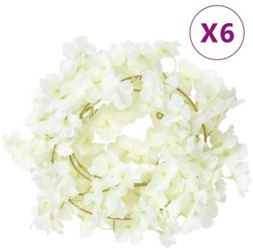 vidaXL Grinaldas de flores 6 pcs 180 cm branco