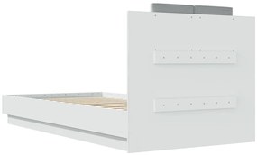 Estrutura de cama com cabeceira e luzes LED 75x190 cm branco