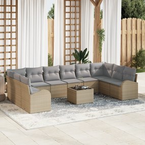 Conjunto de Sofás de Jardim vidaXL com Almofadas 11 Peças Preto Vime P