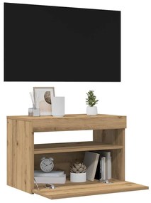 Móvel TV c/ luzes LED 2pcs derivados madeira carvalho artisiano