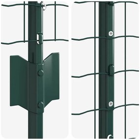 Cerca Euro com 5 Postes U Verde 1.4x10 m Aço