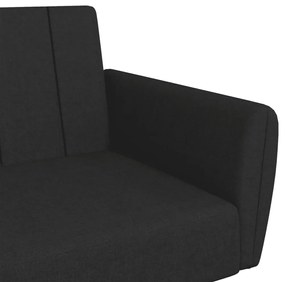 Sofá-cama de 2 lugares com apoio de pés tecido preto