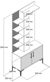 Hall Stand Viyana D – Nogueira Antracite – 90x200x35 cm