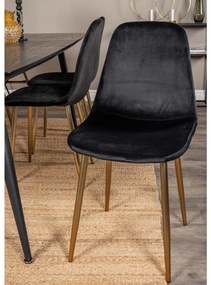 Cadeiras de jantar Polar 2 pcs veludo preto e latão
