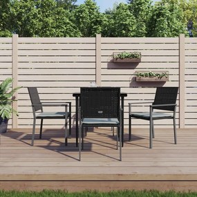 vidaXL 5 pcs conjunto de jantar p/ jardim c/ almofadões vime PE e aço