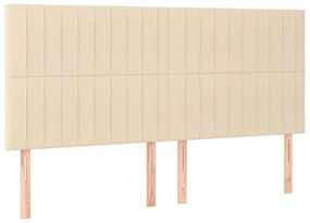 Cama box spring c/ colchão e LED 180x200 cm tecido cor creme