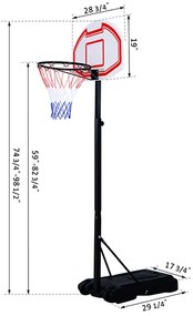 Tabela de basquetebol com suporte de rodas rede ajustável com e painel