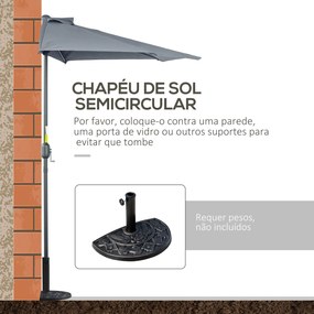 Chapéu de Sol Semicircular 269x138x236cm Chapéu de Sol à Manivela para