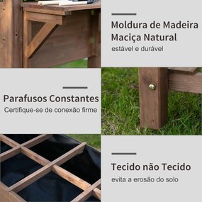 Horta Vertical com Prateleira Horta Elevada de Madeira Maciça para Cultivo de Flores Verduras Ervas 123x54x74cm Castanho