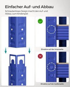 Estante de arrumação garagens, escritório, arrumos com 5 prateleiras em design industrial 60 x 120 x 200 cm Azul