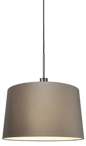 Candeeiro de suspensão moderno preto com abajur 45 cm bege - Combi 1 Moderno