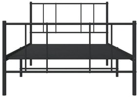 Estrutura de cama com cabeceira e pés 90x190 cm metal preto