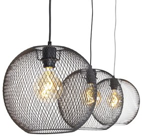 Candeeiro suspenso moderno 3-luzes pretas - MESH Ball Moderno