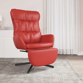 vidaXL Cadeira de descanso + apoio pés couro artificial vermelho tinto