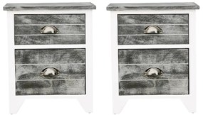 Mesa de cabeceira com 2 gaveta 2 pcs cinzento e branco