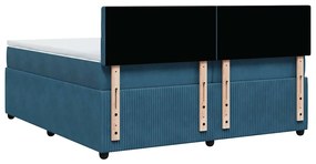 Cama com molas/colchão 200x200 cm veludo azul