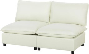 Sofá modular de 2 lugares 146 (C) x 85 (P) x 78 (A) cm, sofá de sala moderno de 146 cm sem braços, com assento largo e almofadas, cor creme