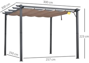 Pérgola de Jardim 3x3 m com Toldo de Poliéster Retrátil e Estrutura de