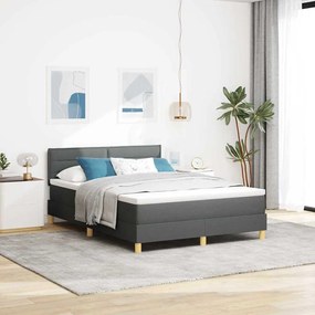 vidaXL Cama Box com colchĂŁo Cinza Escuro 140 x 200 cm tecido