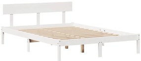 Cama sem colchão 140x190 cm madeira de pinho maciça branco