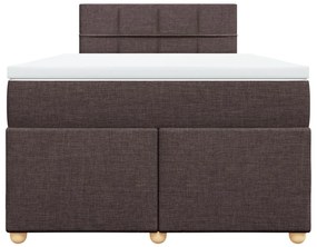 Cama boxspring com colchão 120x190 cm tecido castanho-escuro