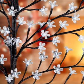 Árvore de cerejeira em flor com LEDs para interior e exterior de 220 cm Preto (base e estrutura) + Azul (luz)