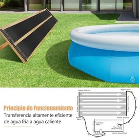 Aquecedor solar para piscina em PE 2 painéis de aquecimento solar de 300 x 75 cm (SEM SUPORTE) Preto