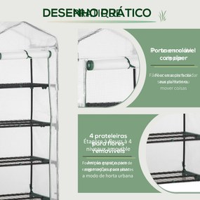 Estufa de Jardim com 4 Prateleiras e Cobertura de PE Estufa de Aço par