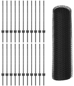 Postes de Cerca vidaXL 11 pcs Canal U Cinza 80 cm Aço