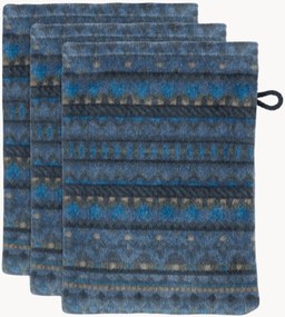 Luvas de banho em veludo e algodão felpudo Geometric Print, conjunto de 3