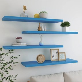vidaXL Prateleiras de parede suspensas 4 pcs 90x23,5x3,8cm MDF azul