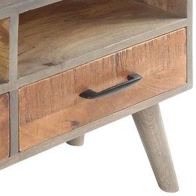 Móvel TV 130x35x51 cm madeira mangueira áspera maciça cinzento