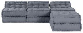Sofá Pouffe Modular Conversível para 4 Pessoas em Tecido Cinza