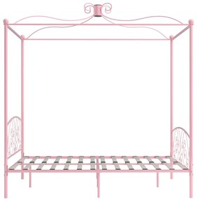 Estrutura de cama com dossel 160x200 cm metal rosa
