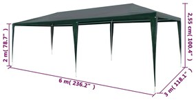 Tenda para festas 3x6 m PE verde