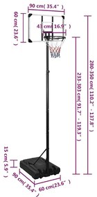 Tabela de basquetebol 280-350 cm policarbonato transparente