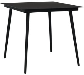 3 pcs conjunto de jantar para jardim vime PVC preto