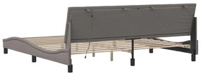 Cama sem colchão 200x200 cm tecido cinzento-acastanhado