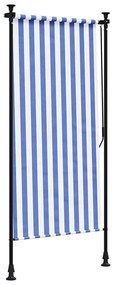 Estore de rolo para exterior 120x270cm tecido/aço azul e branco