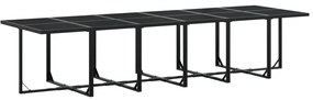 17 pcs conjunto de jantar p/ jardim c/ almofadões vime PE preto