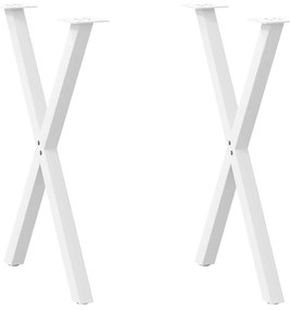 Pernas p/ mesa de jantar 2 pcs forma X 57x(72-73) cm aço branco