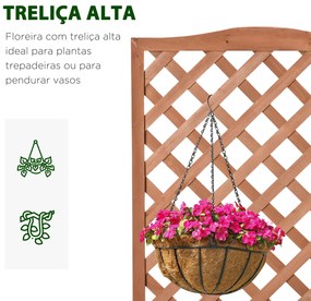Floreira com Treliça de Madeira Caixa de Plantio com Suporte para Plantas Trepadeiras para Cultivos 70x28x117 cm Madeira