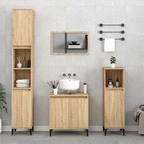 vidaXL 3 pcs conj. móveis casa banho derivados madeira carvalho sonoma