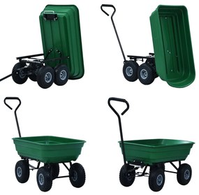 Carrinho de mão basculante para jardim 300 kg 75 L verde