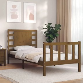 vidaXL Estrutura cama solteiro c/cabeceira madeira maciça castanho-mel