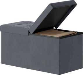 Banco com tampa, 38 x 76 x 38 cm com espaço de arrumação, para a entrada cinzento