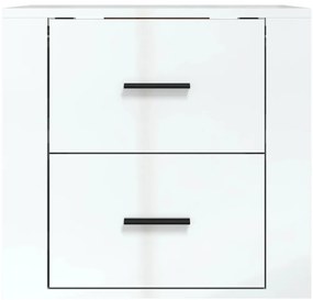 Mesa de cabeceira de parede 50x36x47 cm branco brilhante