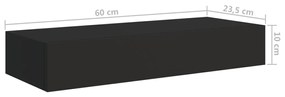 Prateleiras de parede c/ gavetas 2 pcs MDF 60x23,5x10 cm preto